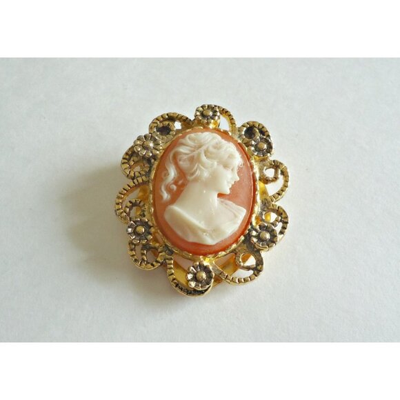 Vintage Brooch Perfume Holder & Cameo Scarf Clip - Picture 5 of 7